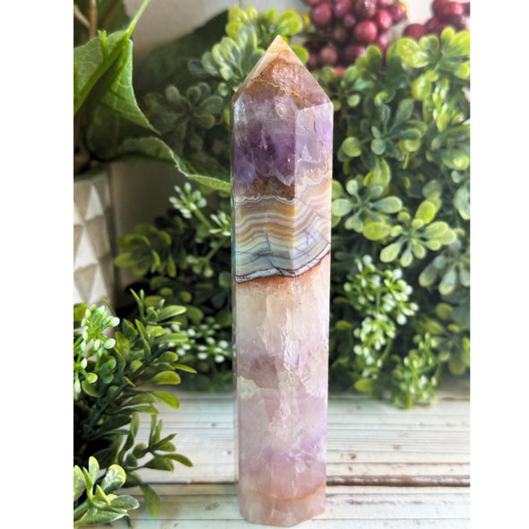 Crazy Lace Amethyst Crystal Obelisk