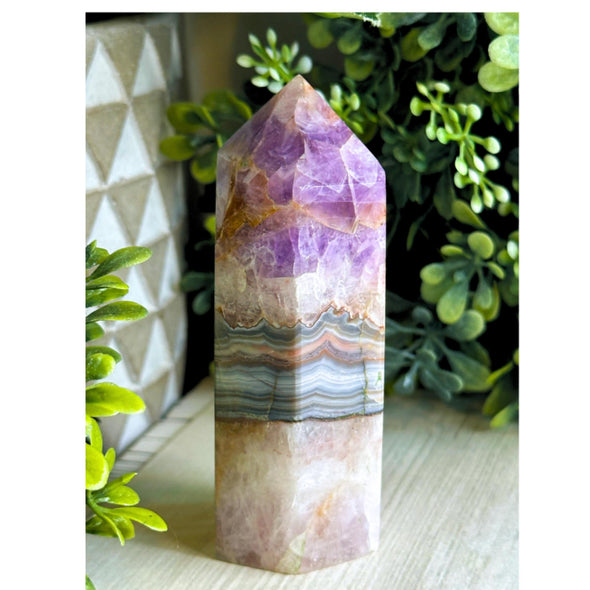 Crazy Lace Amethyst Crystal Obelisk