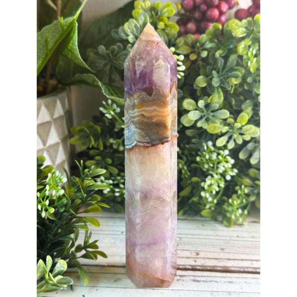 Crazy Lace Amethyst Crystal Obelisk