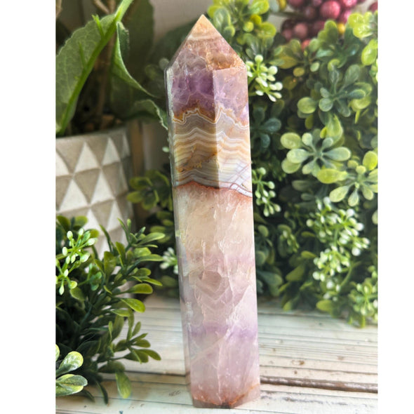 Crazy Lace Amethyst Crystal Obelisk