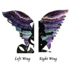 Rainbow Fluorite angel and devil wing carving showcasing vibrant colors for balance and spiritual energy.