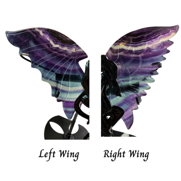 Rainbow Fluorite Angel and Devil Wing Carving