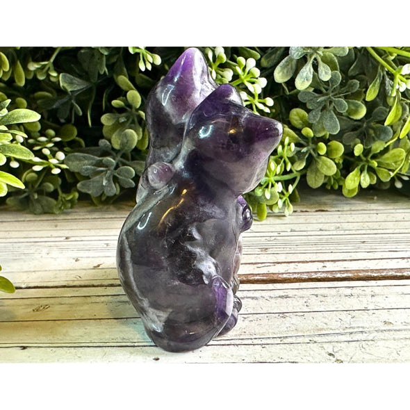 Dream Amethyst Crystal Kittens Carving