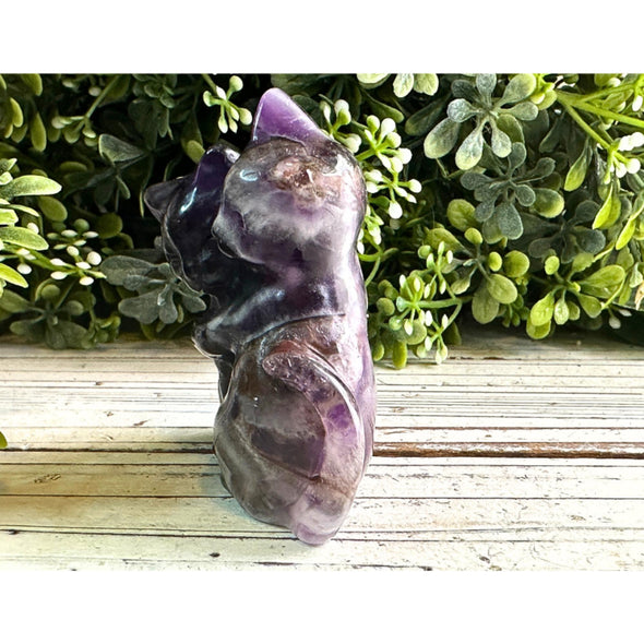 Dream Amethyst Crystal Kittens Carving