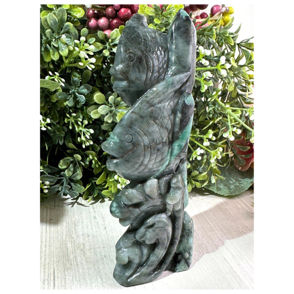 Genuine Emerald Crystal Fish Carving