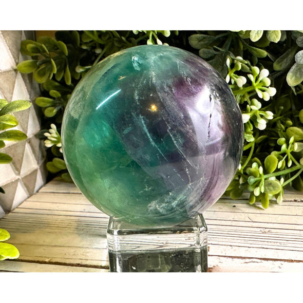 Rainbow Feather Fluorite Crystal Ball