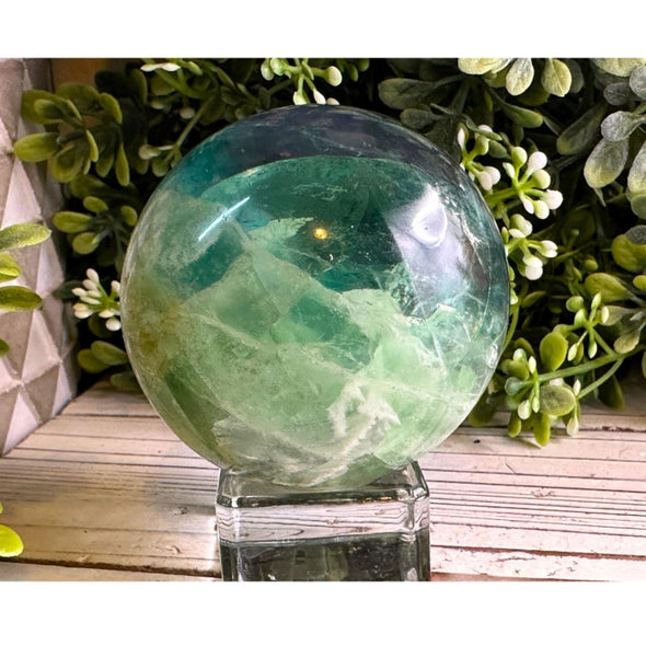 Rainbow Feather Fluorite Crystal Ball