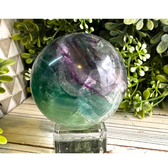 Rainbow Feather Fluorite Crystal Ball