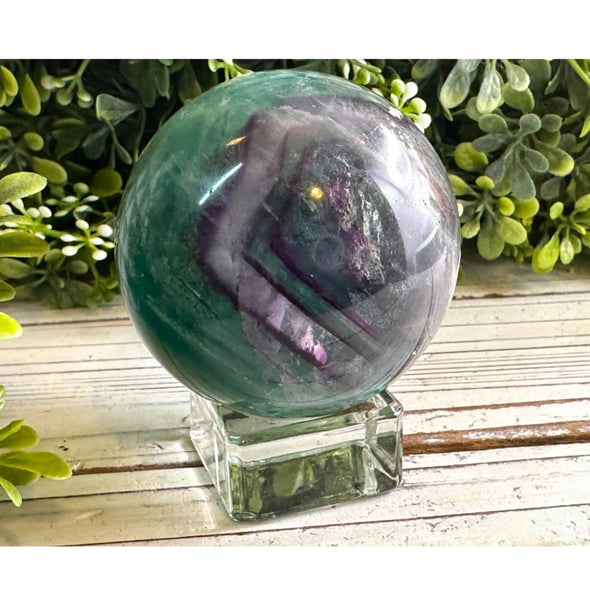 Rainbow Feather Fluorite Crystal Ball