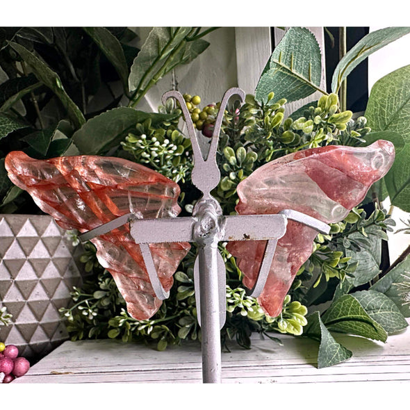 Red Fire Quartz Butterly Wings With Stand