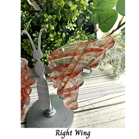 Red Fire Quartz Butterly Wings With Stand