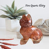 Fire Quartz Crystal Kitten Carving: Vibrant, hand-carved kitten sculpture with fiery, energizing quartz. Perfect Crystal Cat Figurine.