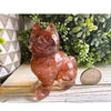 Fire Quartz Crystal Kitten Carving: Vibrant, hand-carved kitten sculpture with fiery, energizing quartz. Perfect Crystal Cat Figurine.