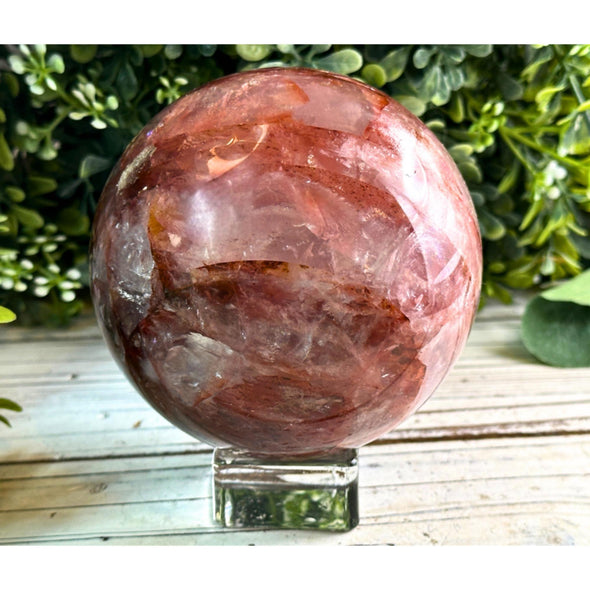 Hematoid Fire Quartz Crystal Sphere