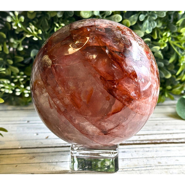 Hematoid Fire Quartz Crystal Sphere