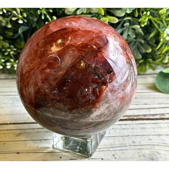 Hematoid Fire Quartz Crystal Sphere