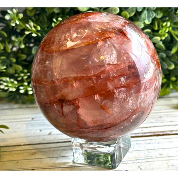 Hematoid Fire Quartz Crystal Sphere