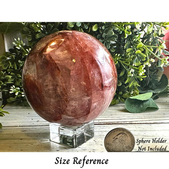 Hematoid Fire Quartz Crystal Sphere