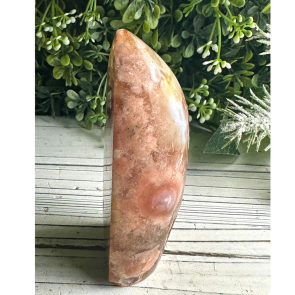 Pink Flower Agate Druzy Tower