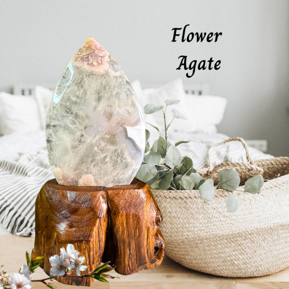 Flower Agate Crystal With Holder