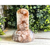 Natural Flower Agate Crystal Tombstone with delicate floral patterns and soothing hues, ideal for meditation and enhancing positive energy.