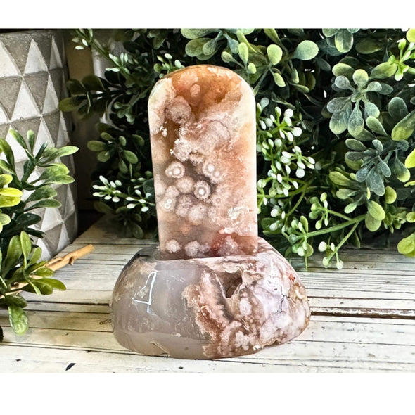 Natural Flower Agate Crystal Tombstone