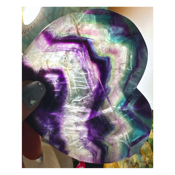 Natural Rainbow Fluorite Heart Bowl