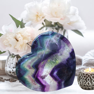 Natural Rainbow Fluorite Heart Bowl