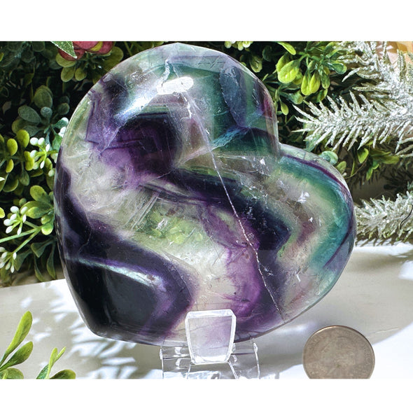 Natural Rainbow Fluorite Heart Bowl