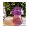 Fluorite gemstone toadstool mushroom carving with vibrant colors, perfect for creativity, focus, and decorative display.