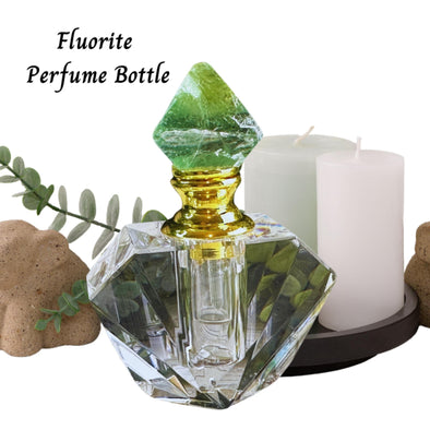 Raw Green Fluorite Crystal Perfume Bottle