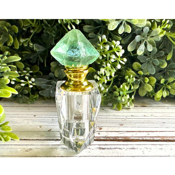 Raw Green Fluorite Crystal Perfume Bottle