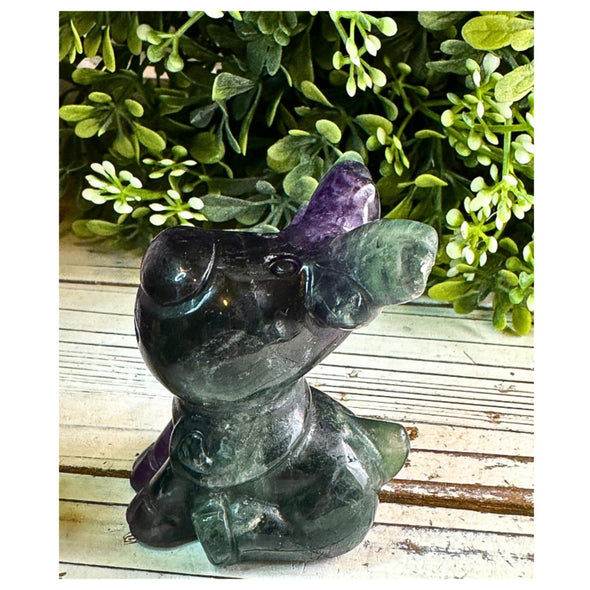 Fluorite Crystal Reindeer Carving