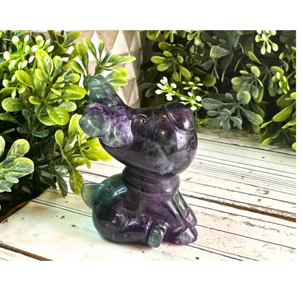 Fluorite Crystal Reindeer Carving