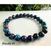 Set of Galaxy Tiger's Eye Crystal Bracelets showcasing shimmering colors and unique patterns for positive energy and style.