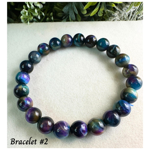 Set of Galaxy Tigers Eye Crystal Bracelets