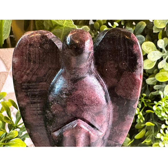 Astrophyllite Garnet Crystal Angel Carving