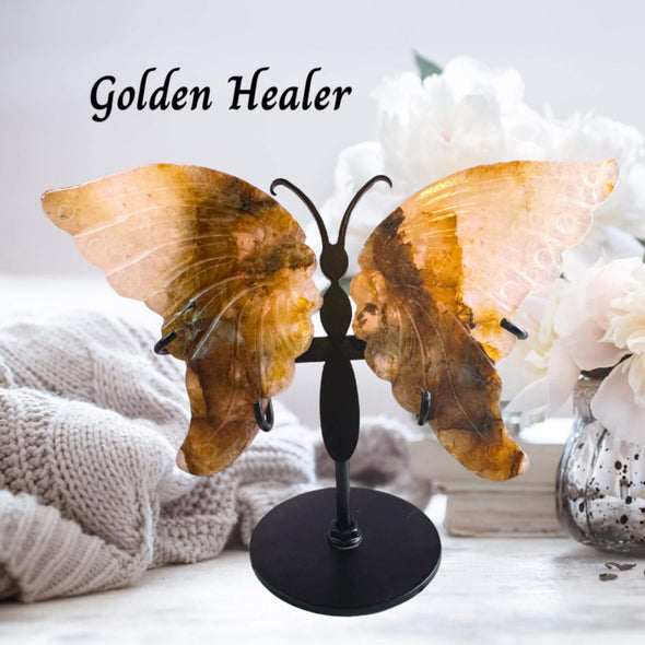 Natural Golden Healer Butterfly With Quartz