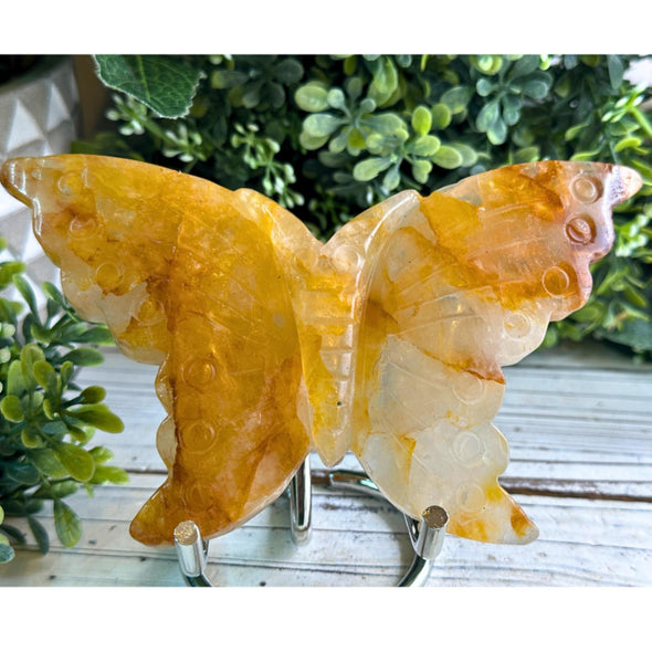 Natural Golden Healer Crystal Butterfly