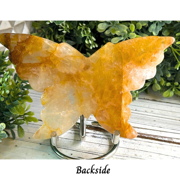 Natural Golden Healer Crystal Butterfly