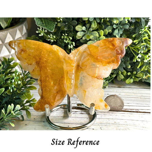 Natural Golden Healer Crystal Butterfly