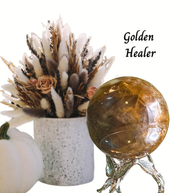 Natural Golden Healer Quartz Sphere