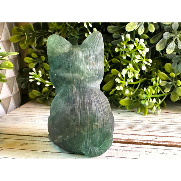 Natural Fluorite Crystal Kitten Figurine