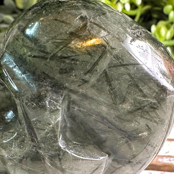 Green Rutile Quartz Crystal Skull Carving