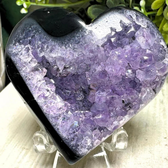 Agate Crystal Heart with Amethyst Geode