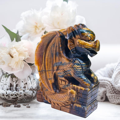 Natural Iron Tigers Eye Crystal Dragon