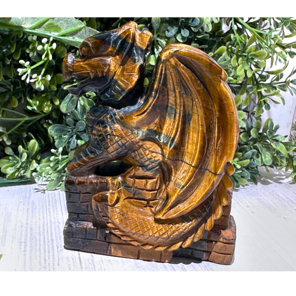 Natural Iron Tigers Eye Crystal Dragon