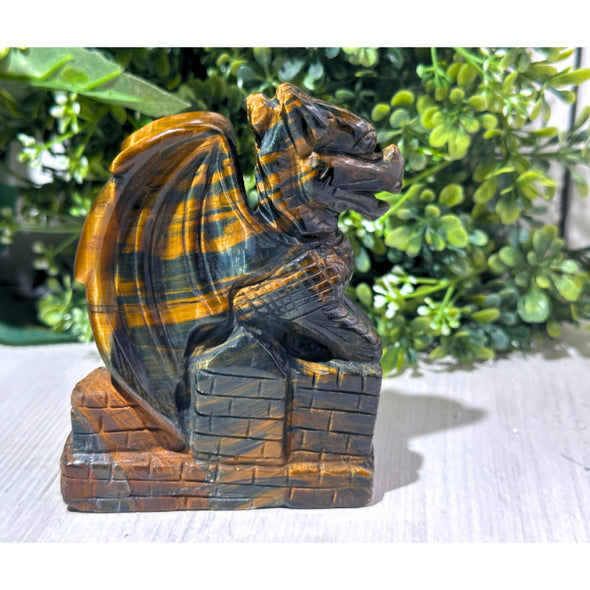 Natural Iron Tigers Eye Crystal Dragon