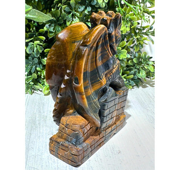 Natural Iron Tigers Eye Crystal Dragon