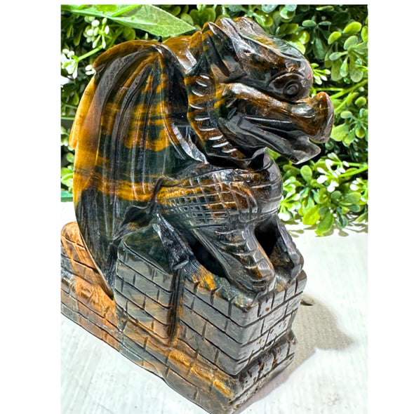 Natural Iron Tigers Eye Crystal Dragon